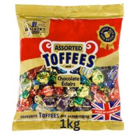 Walkers Assorted Toffees & Chocolate Eclairs - 1 KG BULK BAG - Best Before: 21.11.25